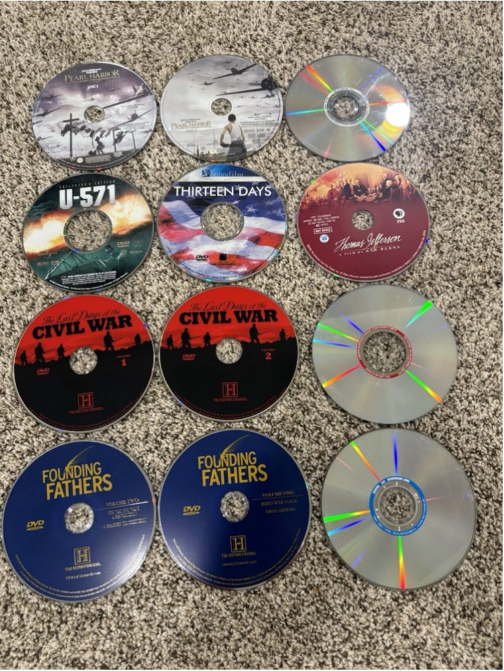 Lot 12 DVDs History War Civil War Pearl Harbor U-571 Documentary PBS Disc Only B